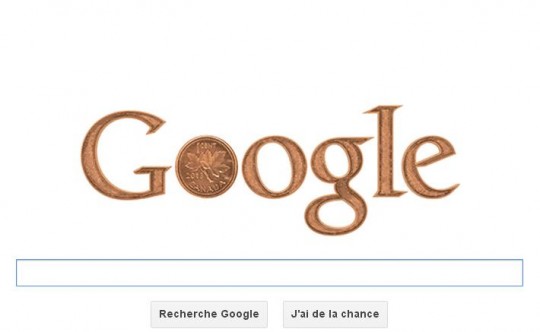 Un cent canadien - Google doodle